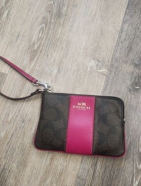 Coach Wristlet Clutch in Brown and Pink